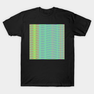 Wavy Lines Rainbow on Soft Green T-Shirt